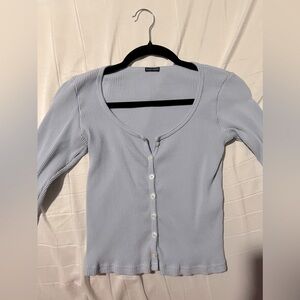 Long Sleeve Brandy T-Shirt w/ Buttons all the way down.